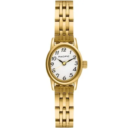 Złoty damski zegarek z cyferkami i bransoletką PACIFIC PLB-6236-02