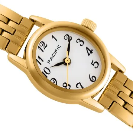 Złoty damski zegarek z cyferkami i bransoletką PACIFIC PLB-6236-02