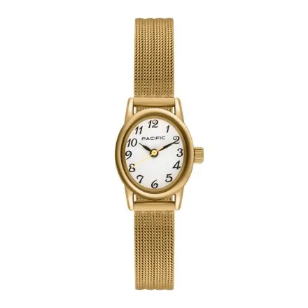 Złoty damski zegarek z cyferkami i bransoletką PLC-6236-02