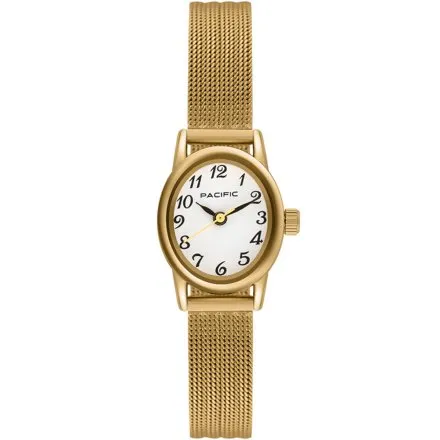 Złoty damski zegarek z cyferkami i bransoletką PLC-6236-02