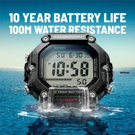 Czarny zegarek Casio Sport z wyświetlaczem AE-1600H-8BVEF