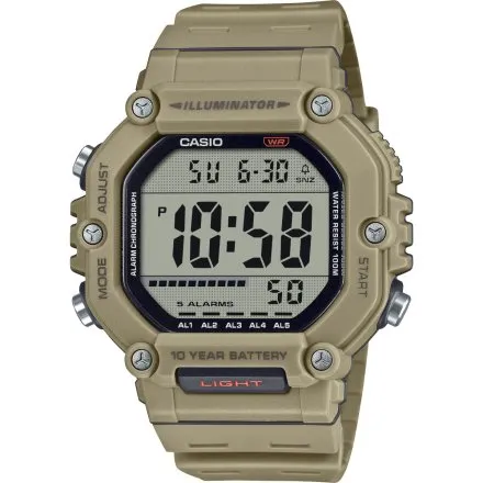 Beżowy zegarek Casio Sport z wyświetlaczem AE-1600H-5AVEF