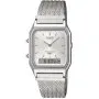 Casio Vintage srebrny zegarek w stylu retro z bransoletką i srebrną tarczą AQ-230EM-7AEF