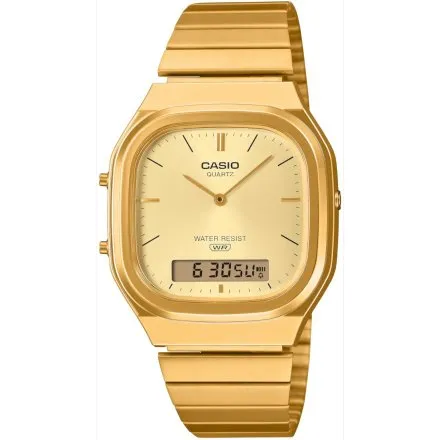Casio Vintage złoty zegarek w stylu retro z bransoletką AQ-240EG-9AEF