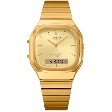 Casio Vintage złoty zegarek w stylu retro z bransoletką AQ-240EG-9AEF