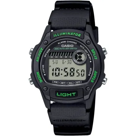 Casio W-220H-1A3VEF lekki zegarek sportowy z podświetleniem LED i stoperem czarno-zielony