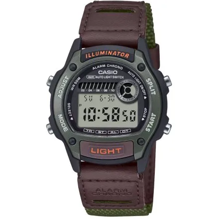 Casio W-220HF-3AVEF zegarek sportowy z paskiem parcianym brązowo-zielony
