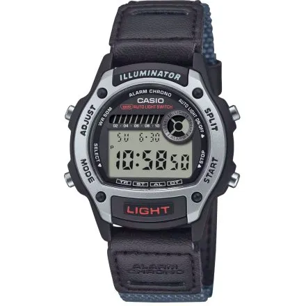 Casio W-220HF-8AVEF zegarek sportowy z paskiem parcianym czarno-szary