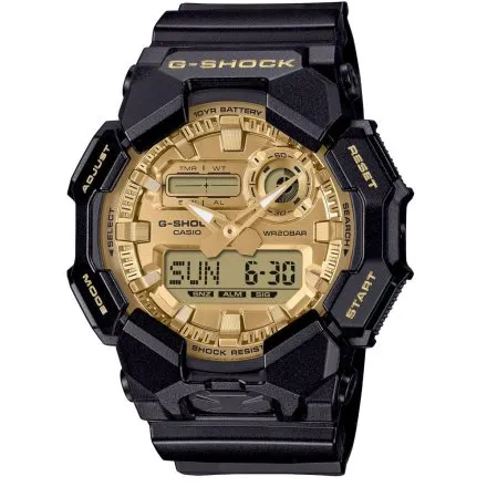 Zegarek Casio GA-010GGB-1A9 czarno-złoty ze wskazówkami 