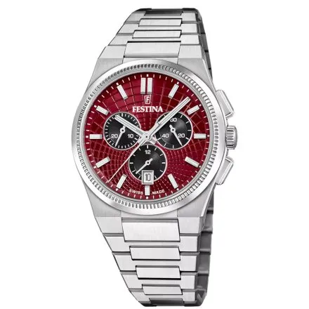 Festina Swiss Made 20059/5 Zegarek Męski rubinowa tarcza chrono
