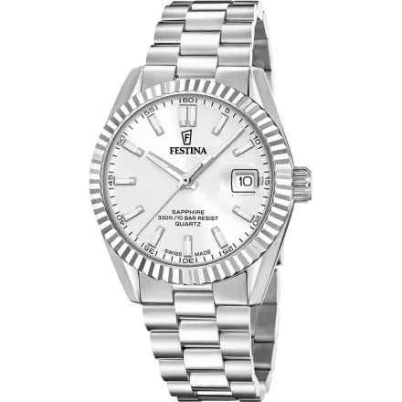 Festina Swiss Made 20084-A Zegarek męski srebrny ze szkłem szafirowym