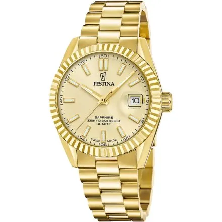 Festina Swiss Made 20086-A Zegarek męski złoty ze szkłem szafirowym