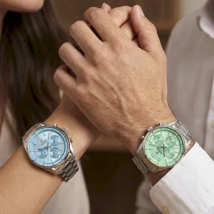 Festina Boyfriend Chrono 20093-1 zegarek srebrny na bransolecie zielony