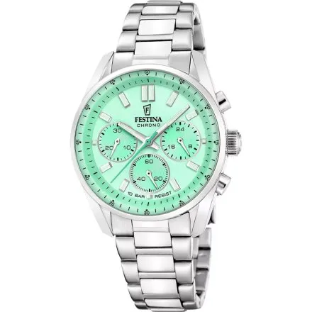 Festina Boyfriend Chrono 20093-1 zegarek srebrny na bransolecie zielony