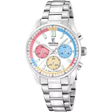 Festina Boyfriend Chrono 20093-6 zegarek srebrny na bransolecie kolorowy