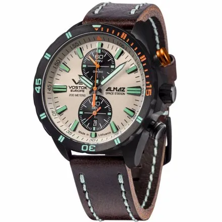 Zegarek Męski 6S11-320C677 Czarno-brązowy Vostok Europe Almaz Space Station 320B676