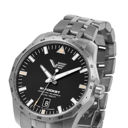 Vostok Europe N1 Rocket Compact NH35A-125A747B zegarek automatyczny męski czarny na bransolecie
