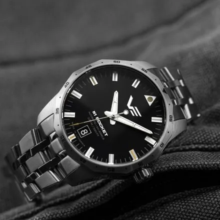 Vostok Europe N1 Rocket Compact NH35A-125A747B zegarek automatyczny męski czarny na bransolecie