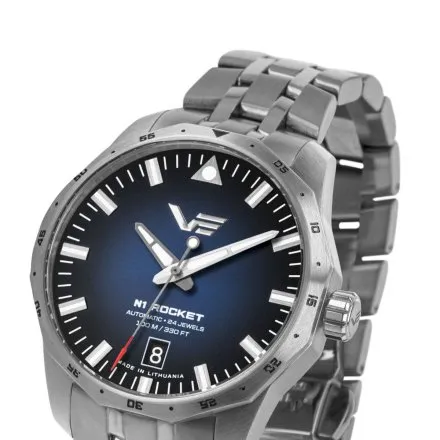 Vostok Europe N1 Rocket Compact NH35A-125A748B zegarek automatyczny męski niebieski na bransolecie