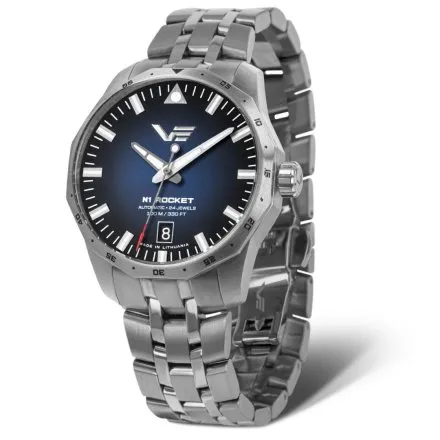Vostok Europe N1 Rocket Compact NH35A-125A748B zegarek automatyczny męski niebieski na bransolecie