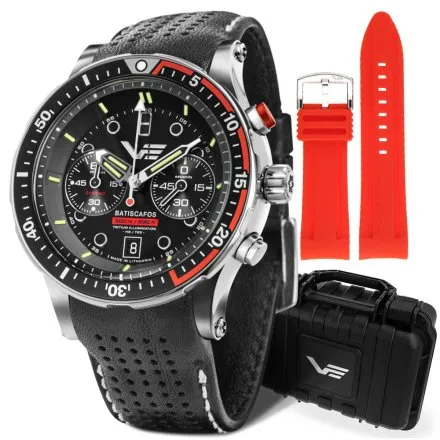 Zegarek Vostok Europe Batiscafos czarno-czerwony Diver 300m Chrono