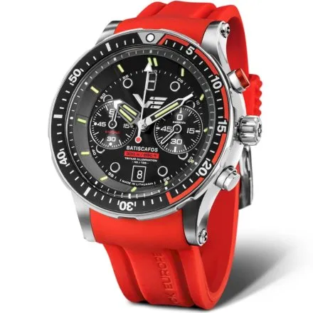 Zegarek Vostok Europe Batiscafos czerwono-czarny 6S21/511A771 Diver 300m Chrono 