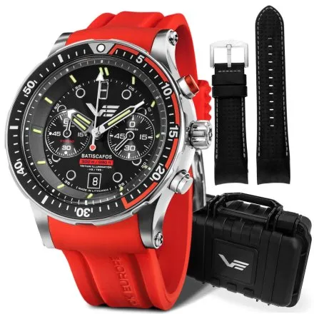 Zegarek Vostok Europe Batiscafos czerwono-czarny 6S21/511A771 Diver 300m Chrono 