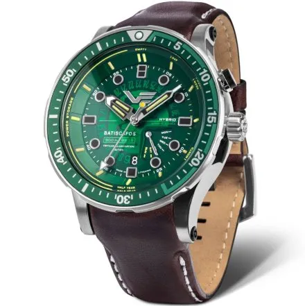Vostok Europe Batiscafos Hybrid zielony PX84-511A770 zegarek Diver 300m Tryt
