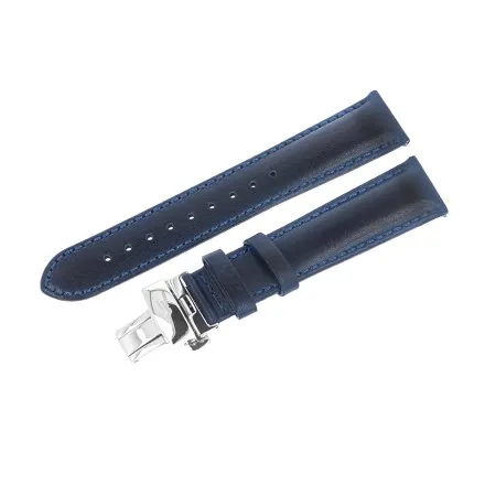 Pasek do zegarka Vostok Europe Vilnele skóra niebieski stalowa klamra motylkowa