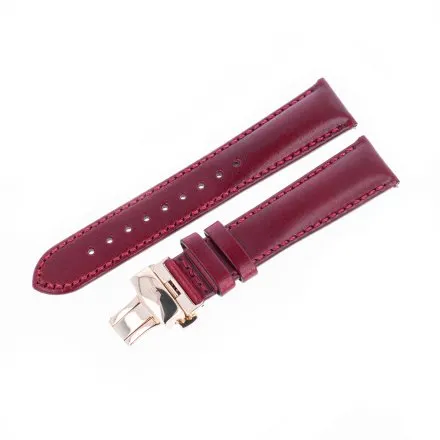 Pasek do zegarka Vostok Europe Vilnele skóra bordowy różowozłota klamra motylkowa