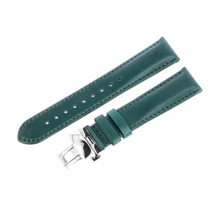 Pasek do zegarka Vostok Europe Vilnele skóra zielony stalowa klamra motylkowa