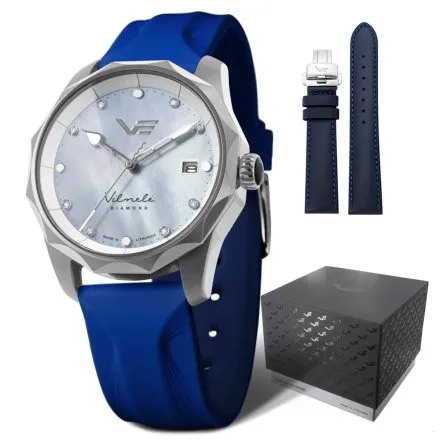 Zegarek damski Vostok Europe Vilnele Diamond srebrny dwa paski solar 100m