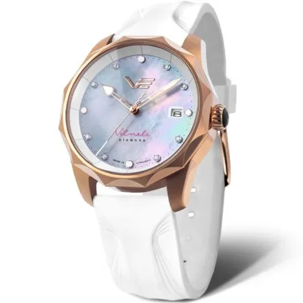 Zegarek damski Vostok Europe Vilnelė Diamond różowozłoty z bransoletą diamenty, solar, 100m