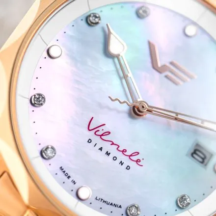 Zegarek damski Vostok Europe Vilnelė Diamond różowozłoty z bransoletą diamenty, solar, 100m