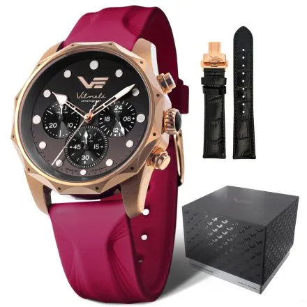 Zegarek damski Vostok Europe Vilnelė czarno-różowy JS20-125B751 chrono 100m