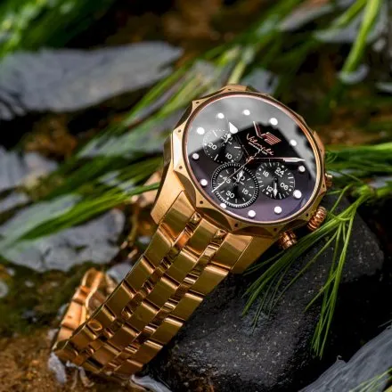 Zegarek damski Vostok Europe Vilnelė Chrono różowozłoty z bransoletą JS20-125B751B