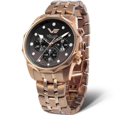 Zegarek damski Vostok Europe Vilnelė Chrono różowozłoty z bransoletą JS20-125B751B
