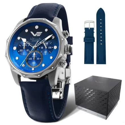 Zegarek damski Vostok Europe Vilnelė niebieski JS20-125A750 chrono 100m