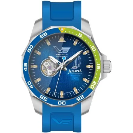 Niebieski zegarek męski Vostok Europe Mazury Jezioro Jeziorak Open Heart Automatic Limited Edition NH38A-225A480