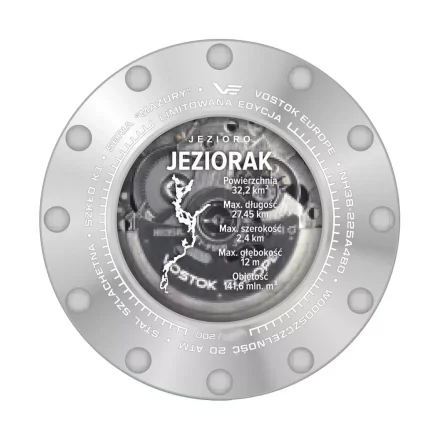 Niebieski zegarek męski Vostok Europe Mazury Jezioro Jeziorak Open Heart Automatic Limited Edition NH38A-225A480