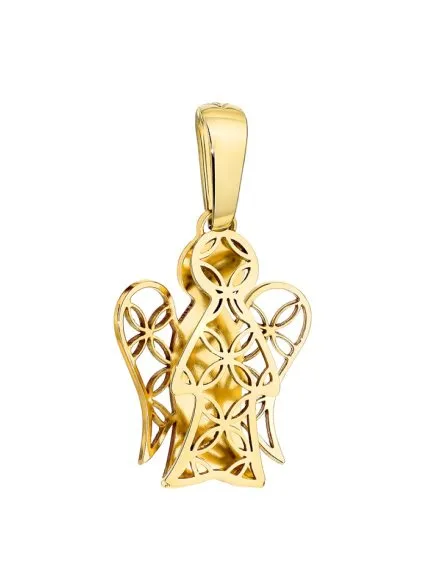 Złota Zawieszka Aniołek ażurowy i plecki gładkie • Złoto 585 0.87 g