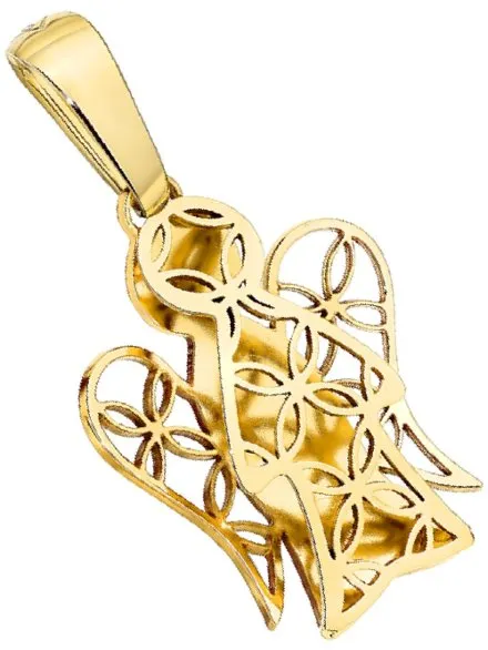 Złota Zawieszka Aniołek ażurowy i plecki gładkie • Złoto 585 0.87 g