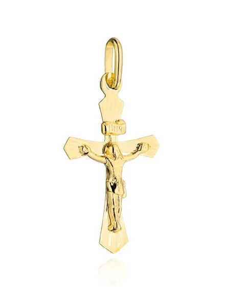 Zawieszka krzyżyk diamentowany z Jezusem • Złoto 585 0.49 g