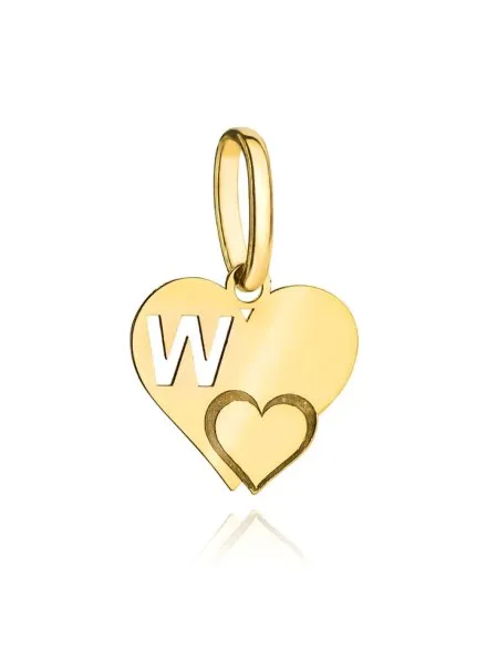 Zawieszka złota literka W z serduszkiem • Złoto 585 0.31 g