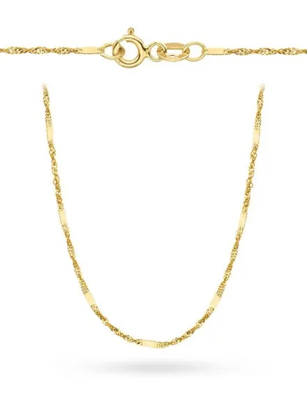 Łańcuszek złoty 42 cm splot singapure z blaszką • Złoto 585 0.89 g