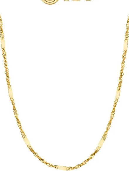 Łańcuszek złoty 42 cm splot singapure z blaszką • Złoto 585 1.49 g