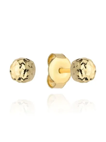 Kolczyki kulki super lekkie diamentowane 7 mm • Złoto 585 0.64 g