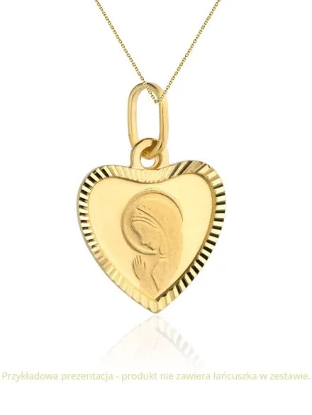 Złota zawieszka medalik Matka Boska modląca się w sercu • Złoto 585 0.98 g