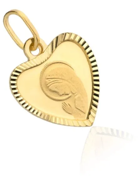 Złota zawieszka medalik Matka Boska modląca się w sercu • Złoto 585 0.98 g