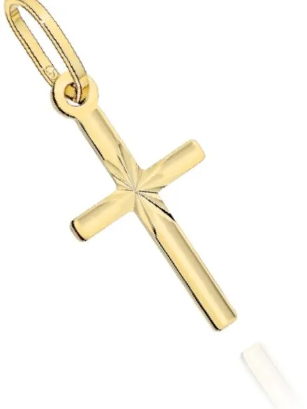 Zawieszka krzyżyk złoty żłobiony z diamentowaniem mały • Złoto 585 0.32 g